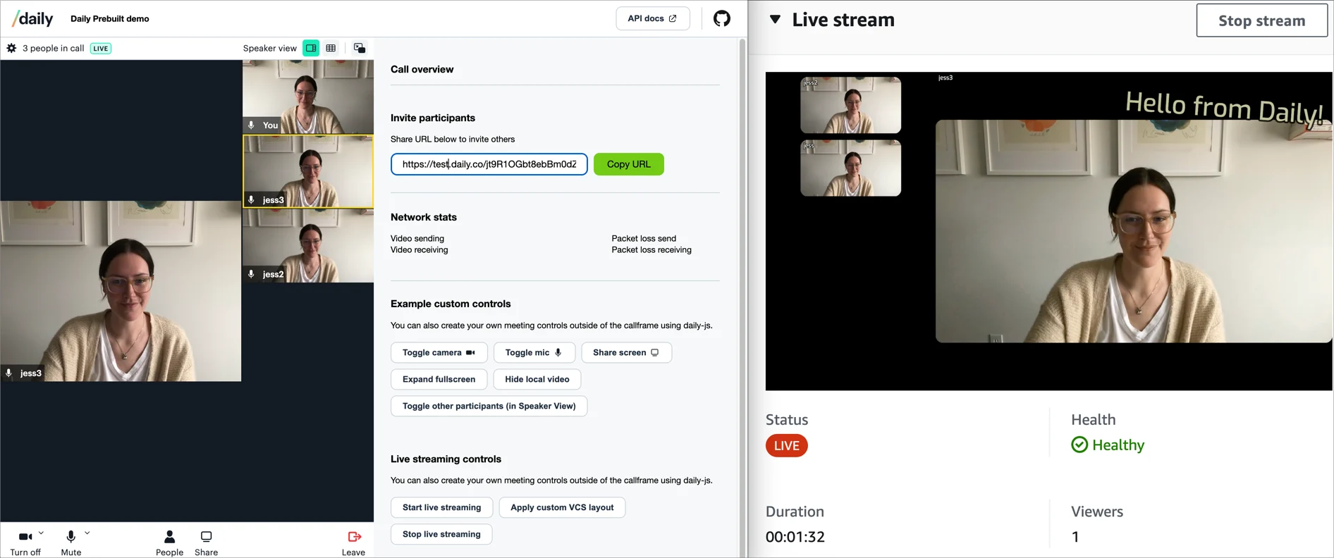 Comparison of Daily Prebuilt UI with the VCS custom properties applied