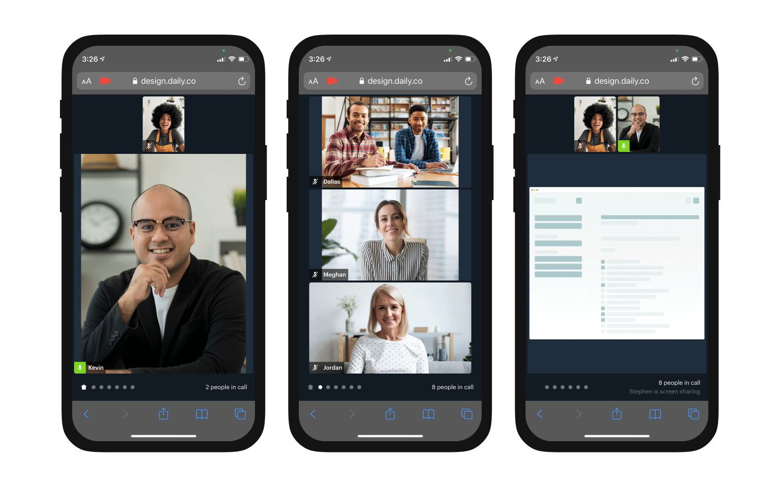 Daily Prebuilt video call mobile display