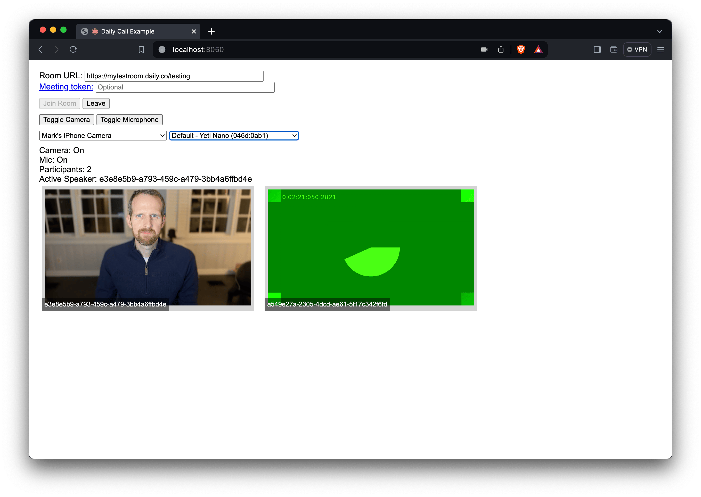 Website UI displays floating participant video screens