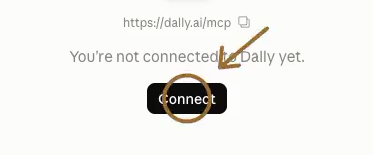 Dally's connector page in Claude, with Connect circled