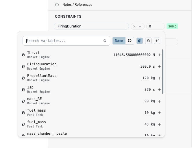 Adding constraints with variable bindings