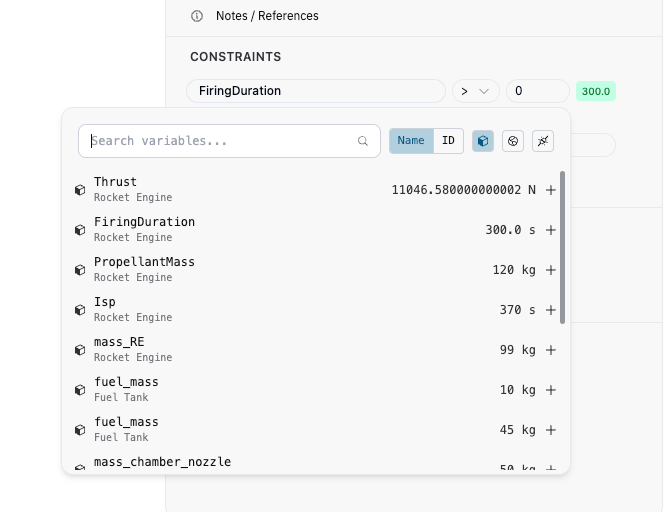 Adding constraints with variable bindings