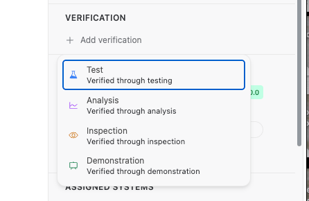 Adding verification methods to a requirement