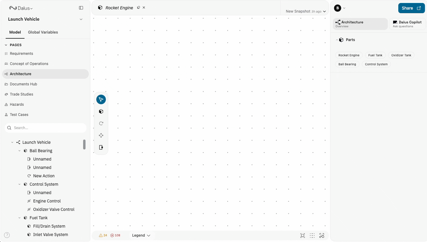 Creating a part on the canvas