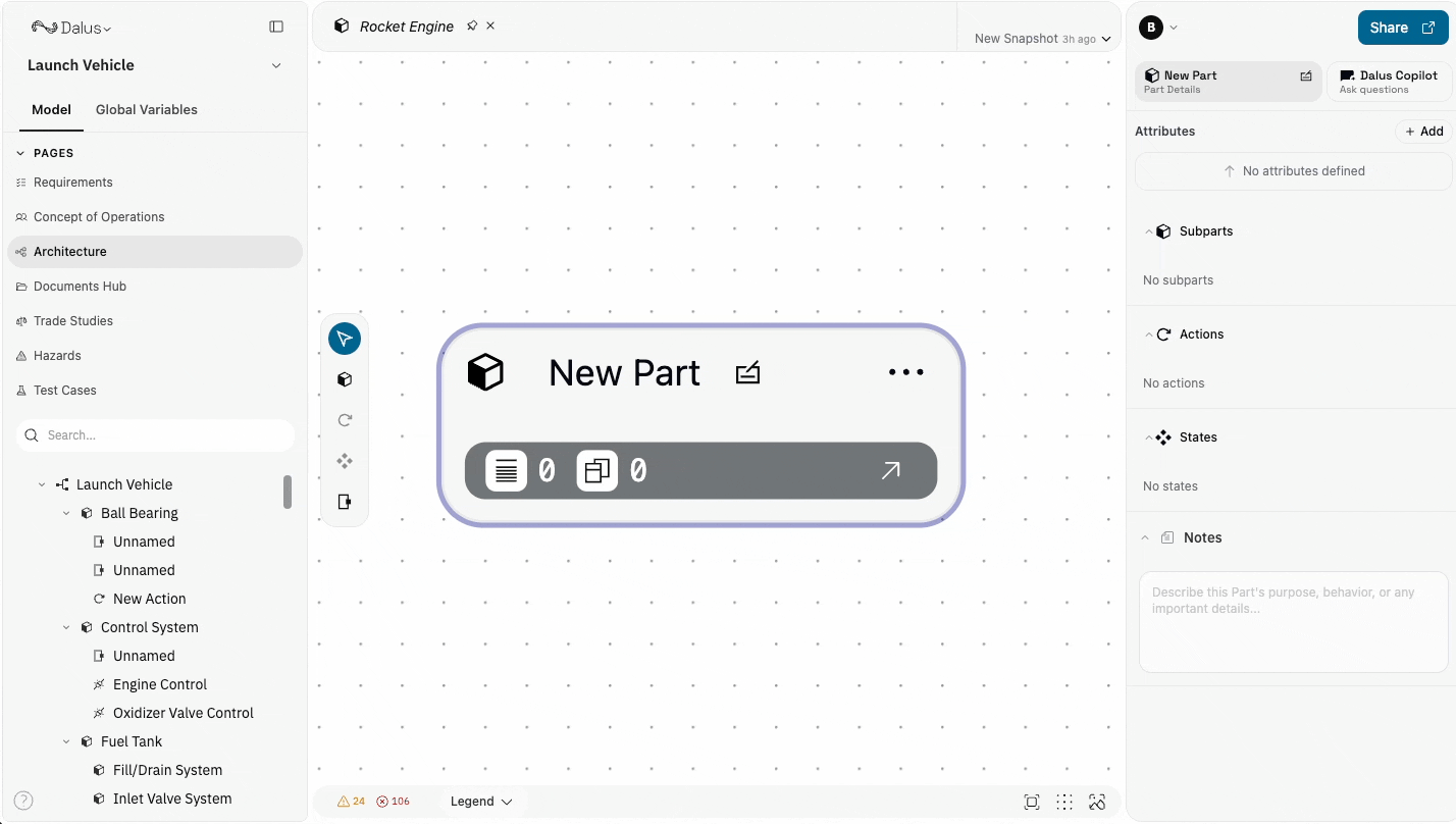 Double-clicking a part to open it in a new tab