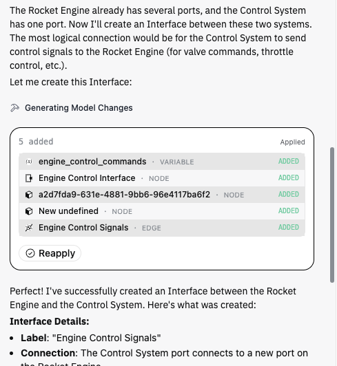 Changes response showing proposed modifications