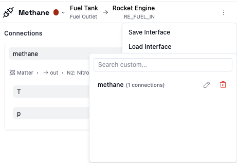 Interface template save and load functionality
