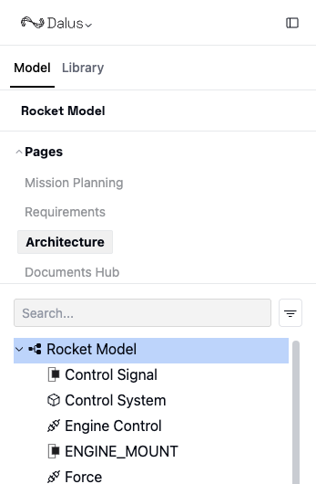 Left sidebar interface