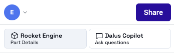Right sidebar header with panel switcher and share button