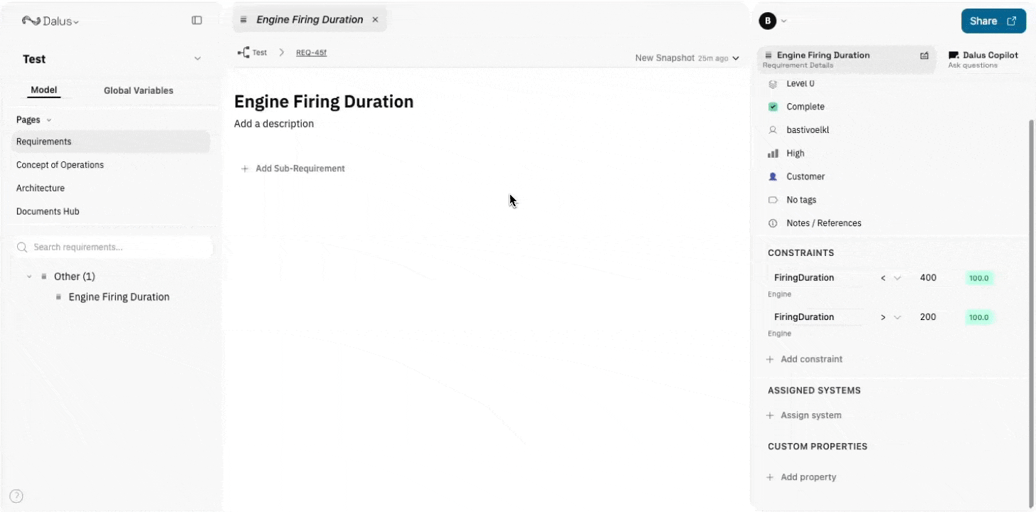 Assigning a requirement to a system