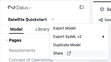 Share button location in the interface