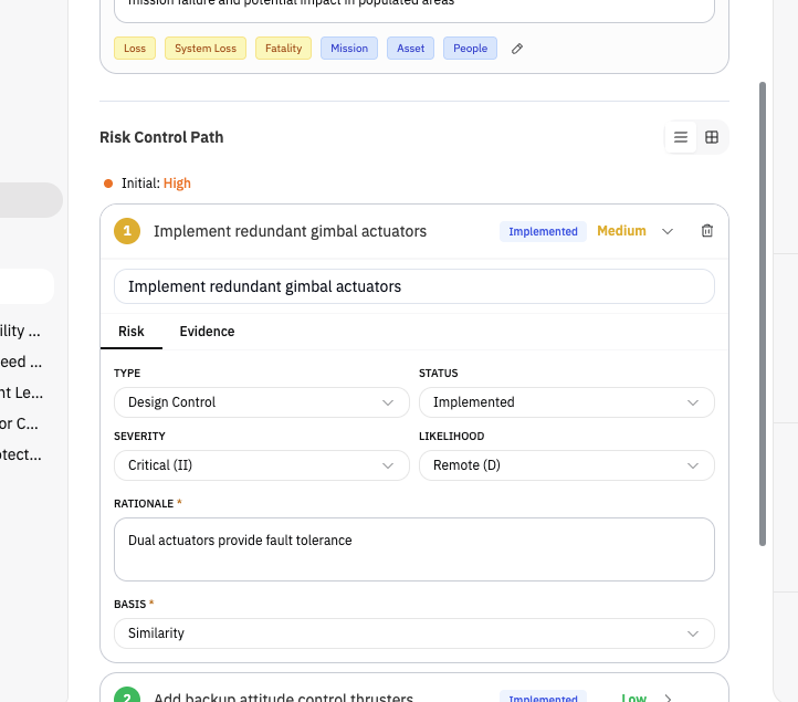 Risk control path
