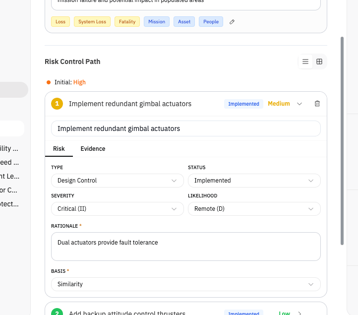 Risk control path