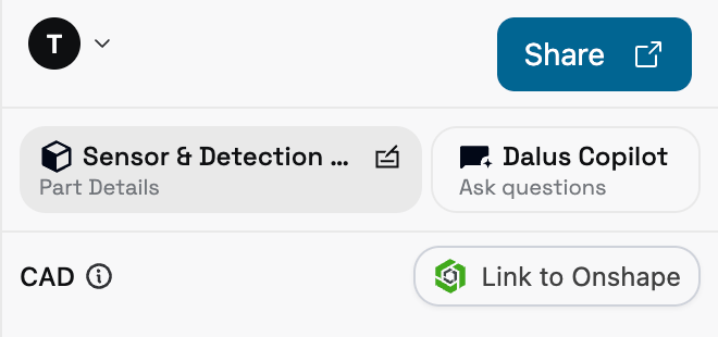 Onshape linker in the right sidebar