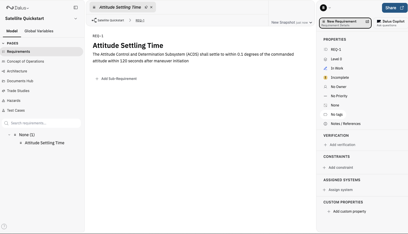 Adding requirements in Dalus