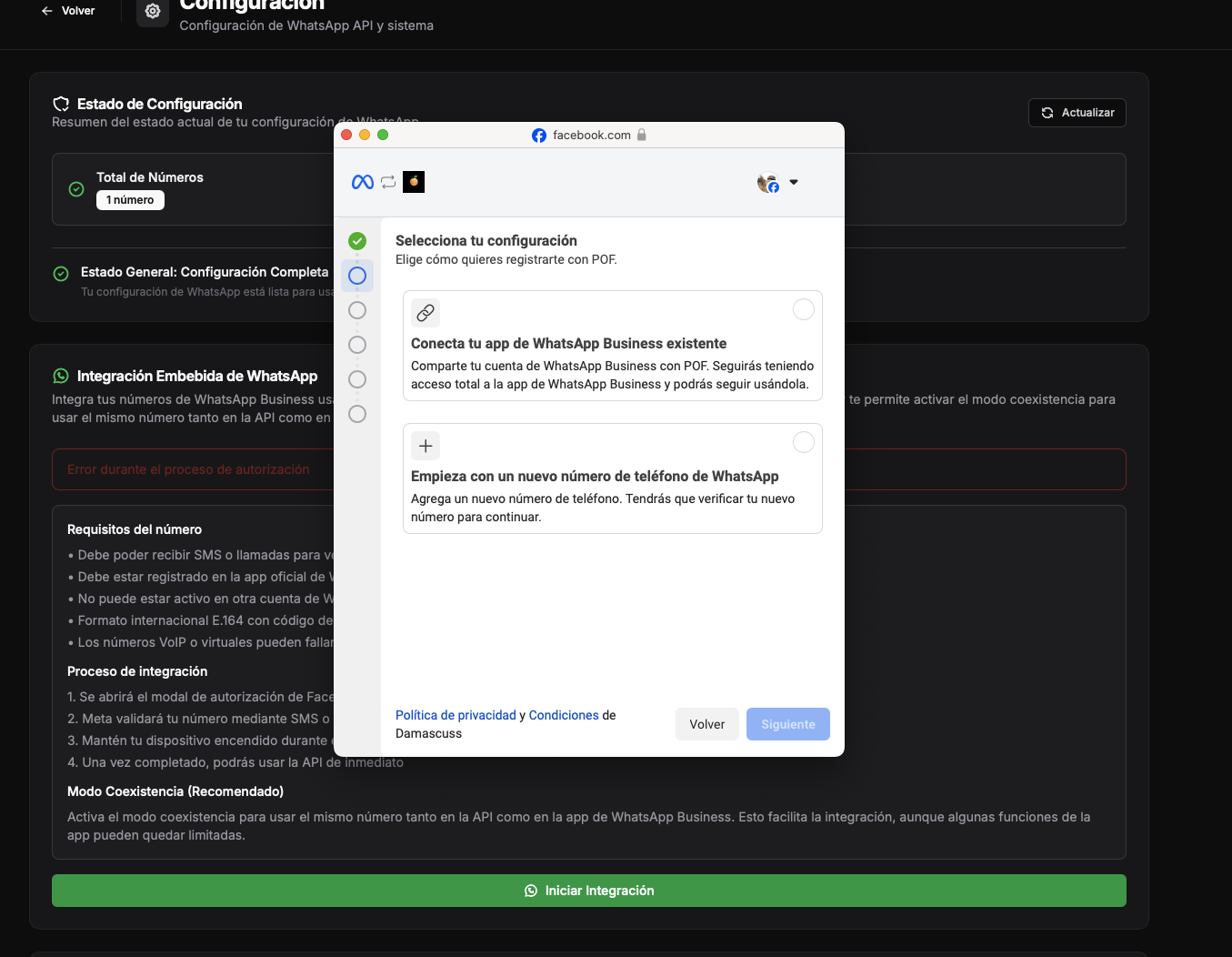 Paso 4 - Conexión del número