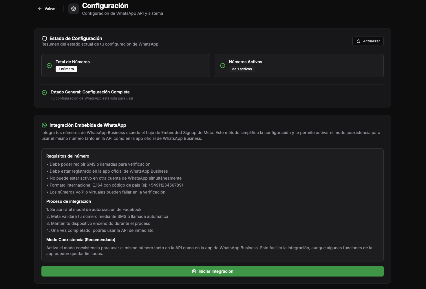 Configuración de WhatsApp