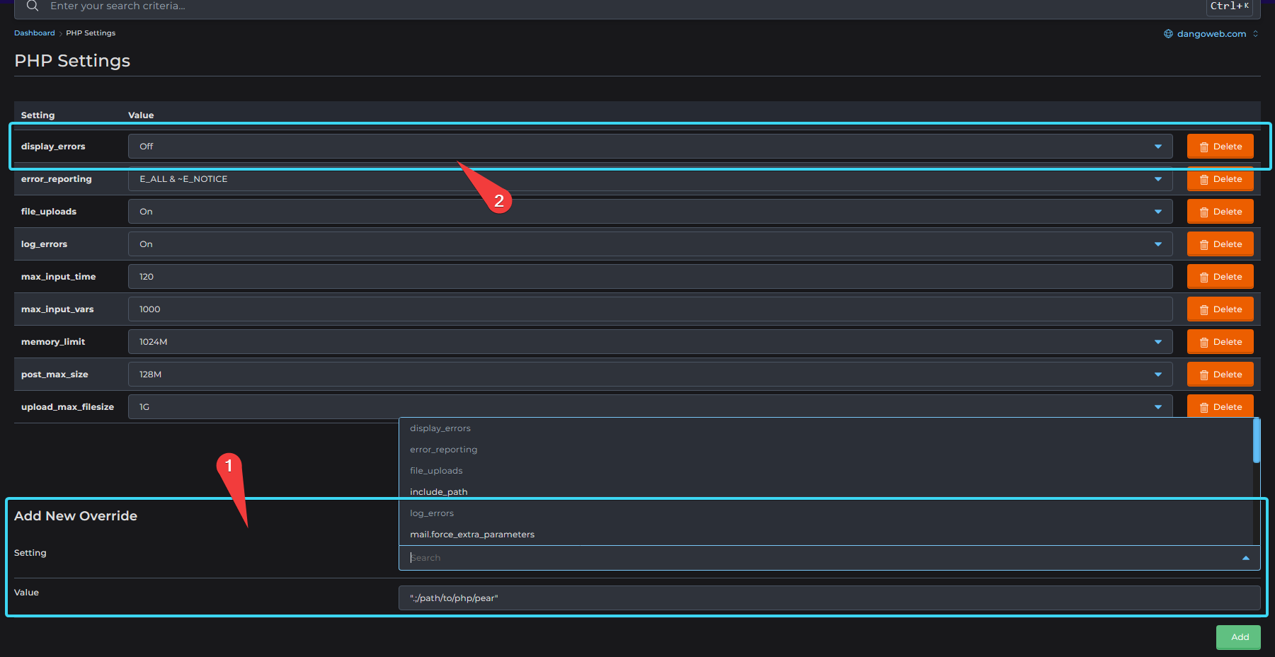 PHP Settings