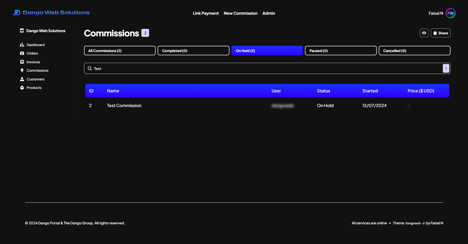 New Dango Portal - Admin Commissions