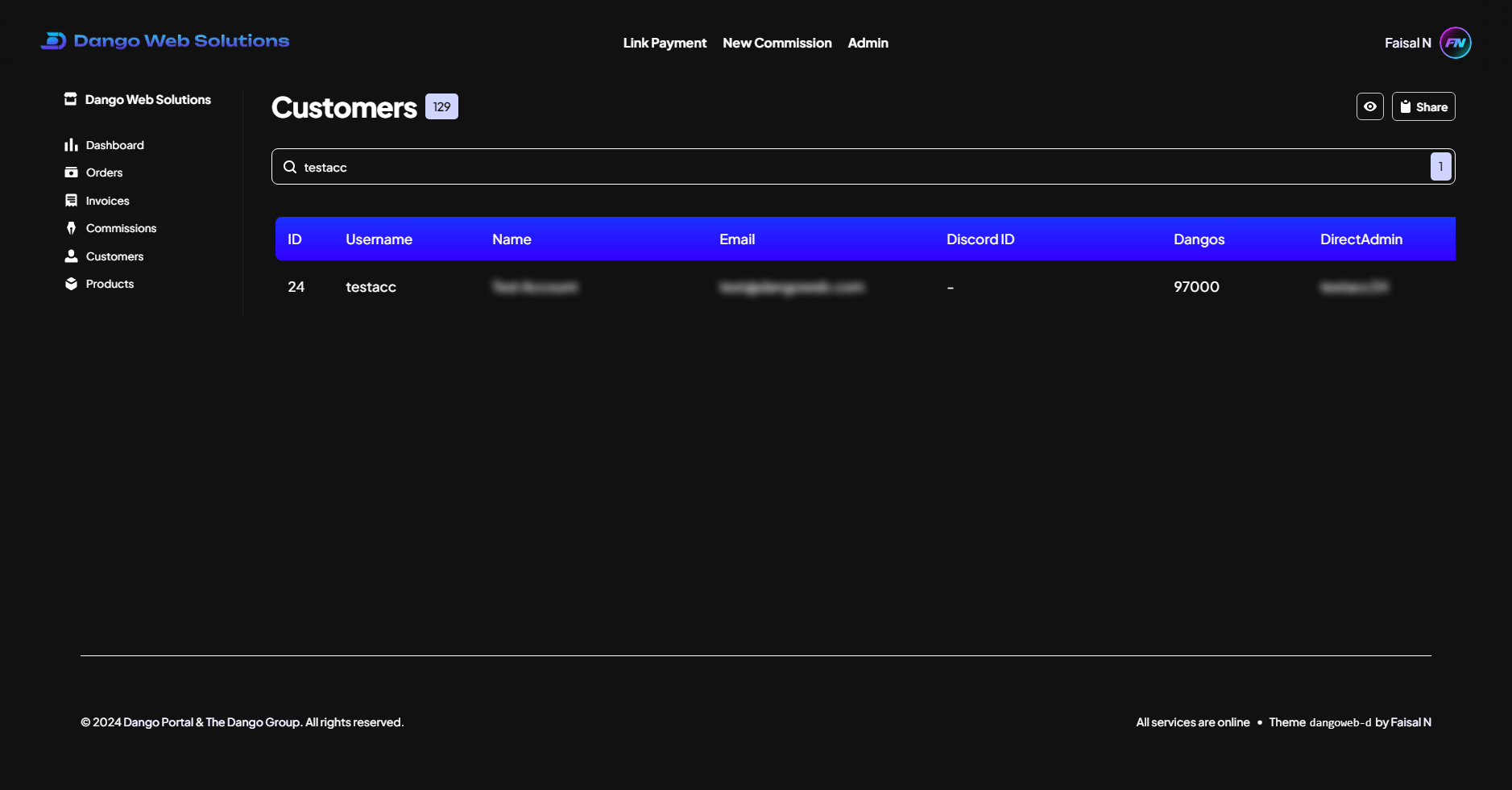 New Dango Portal - Admin Customers
