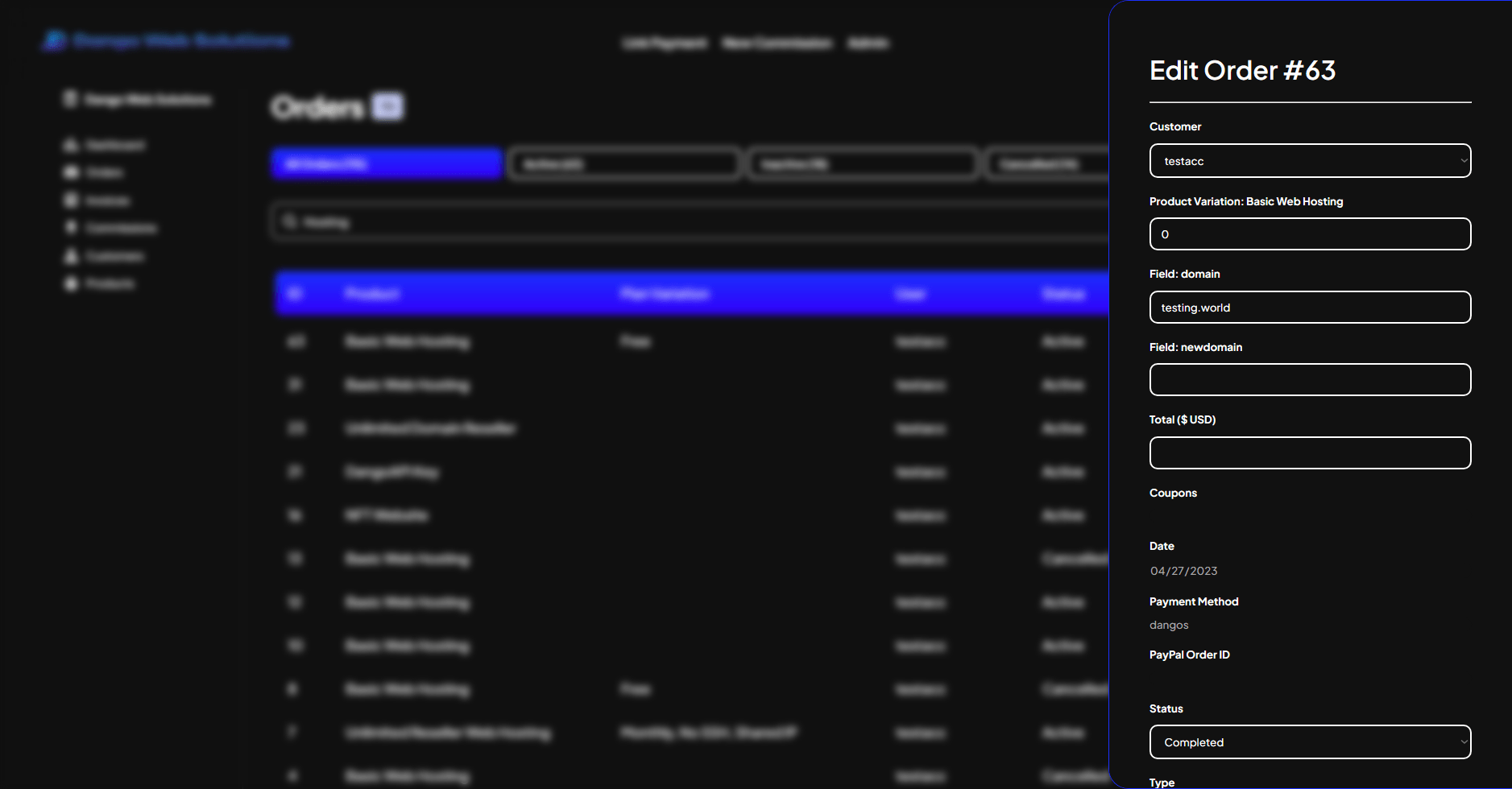 New Dango Portal - Admin Order