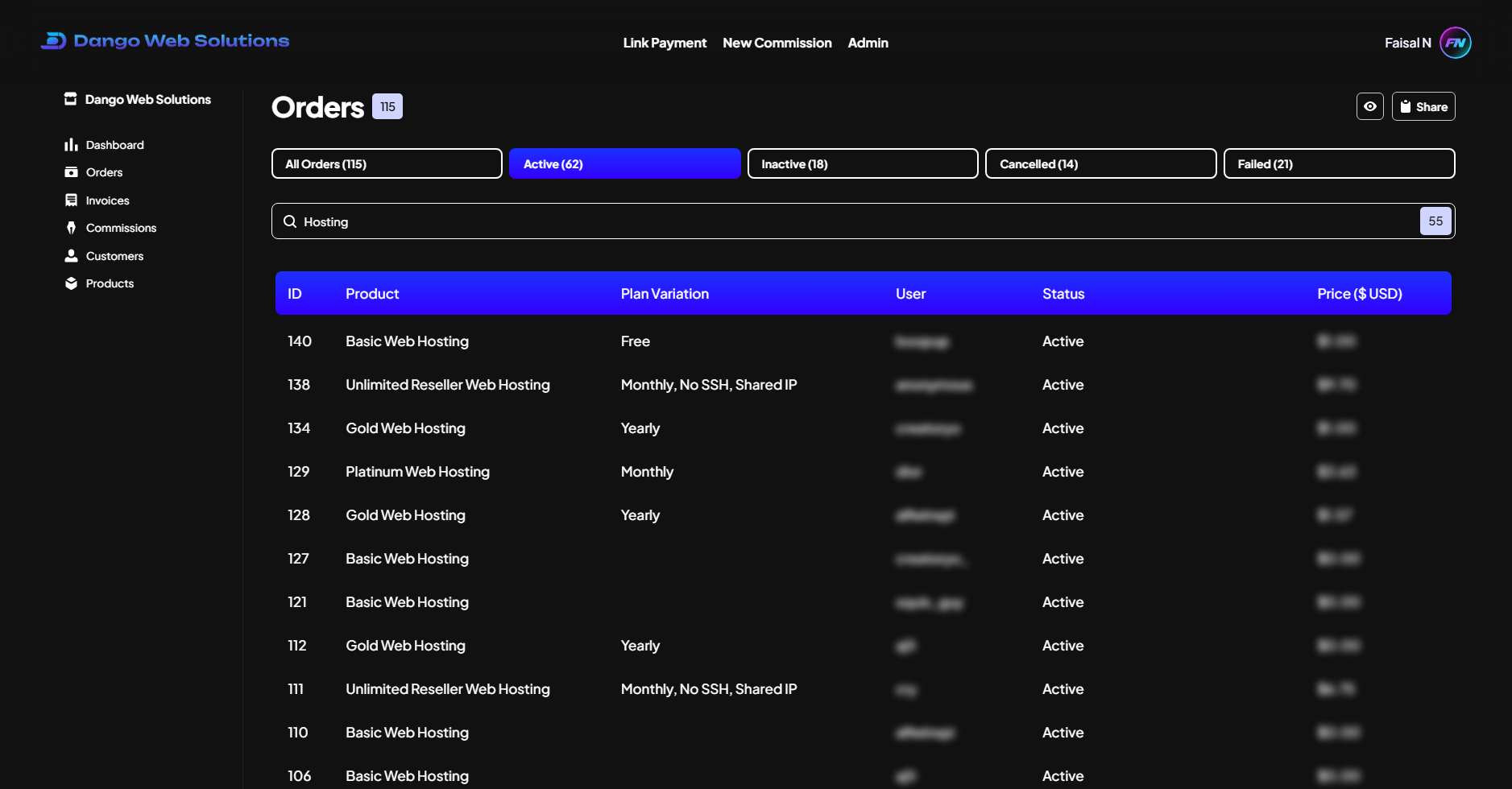 New Dango Portal - Admin Orders