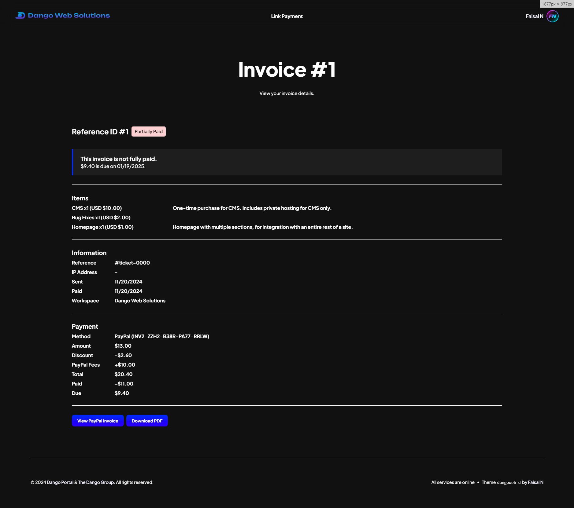 New Dango Portal - Invoice