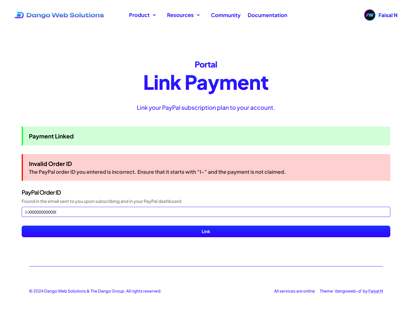 New Dango Portal - Link Payment