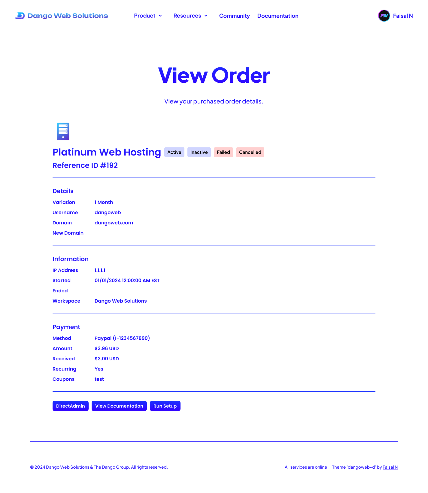 New Dango Portal - Order