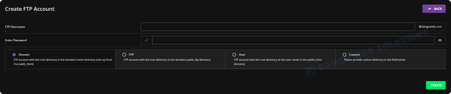 Create FTP Account