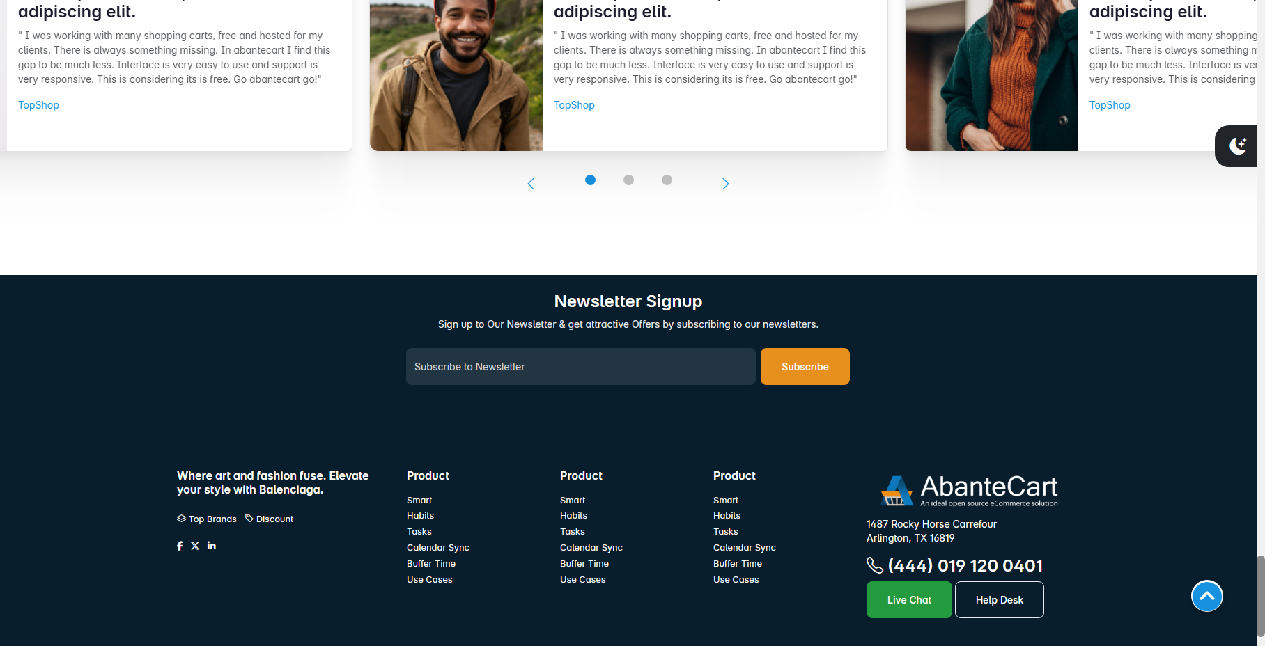 AbanteCart Homepage - Section 8