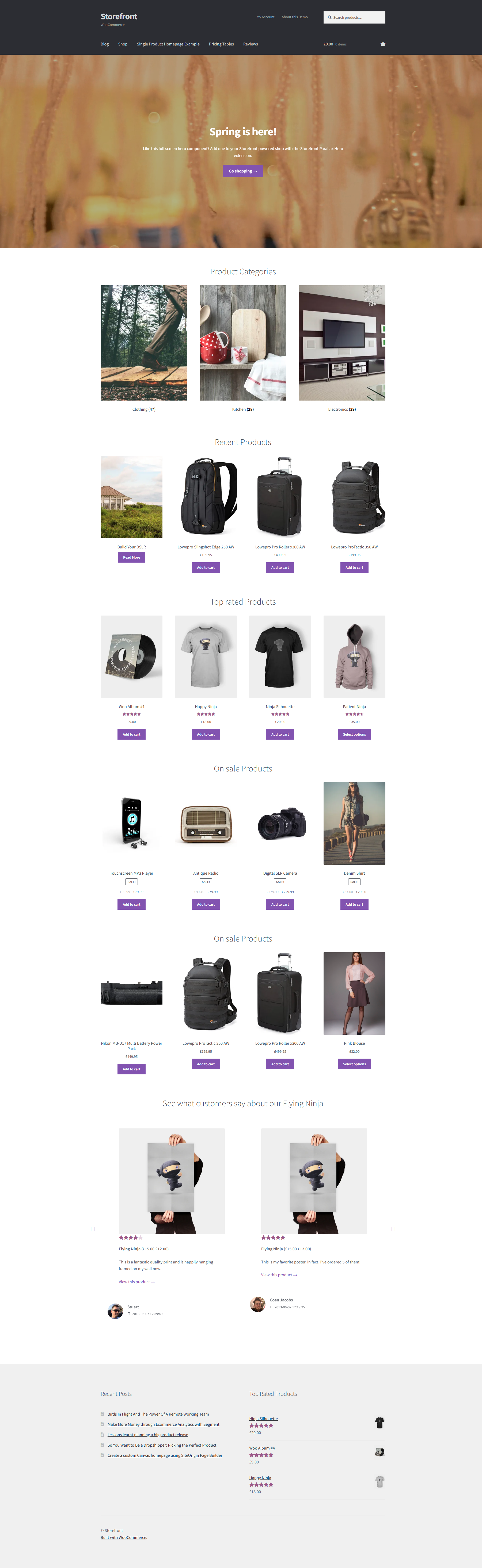 WooCommerce Storefront Homepage