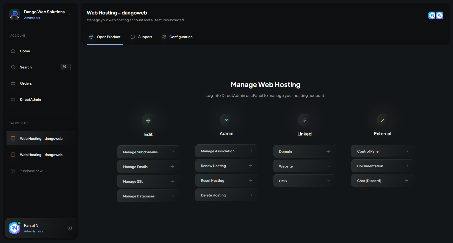Workspaces - Dark Mode