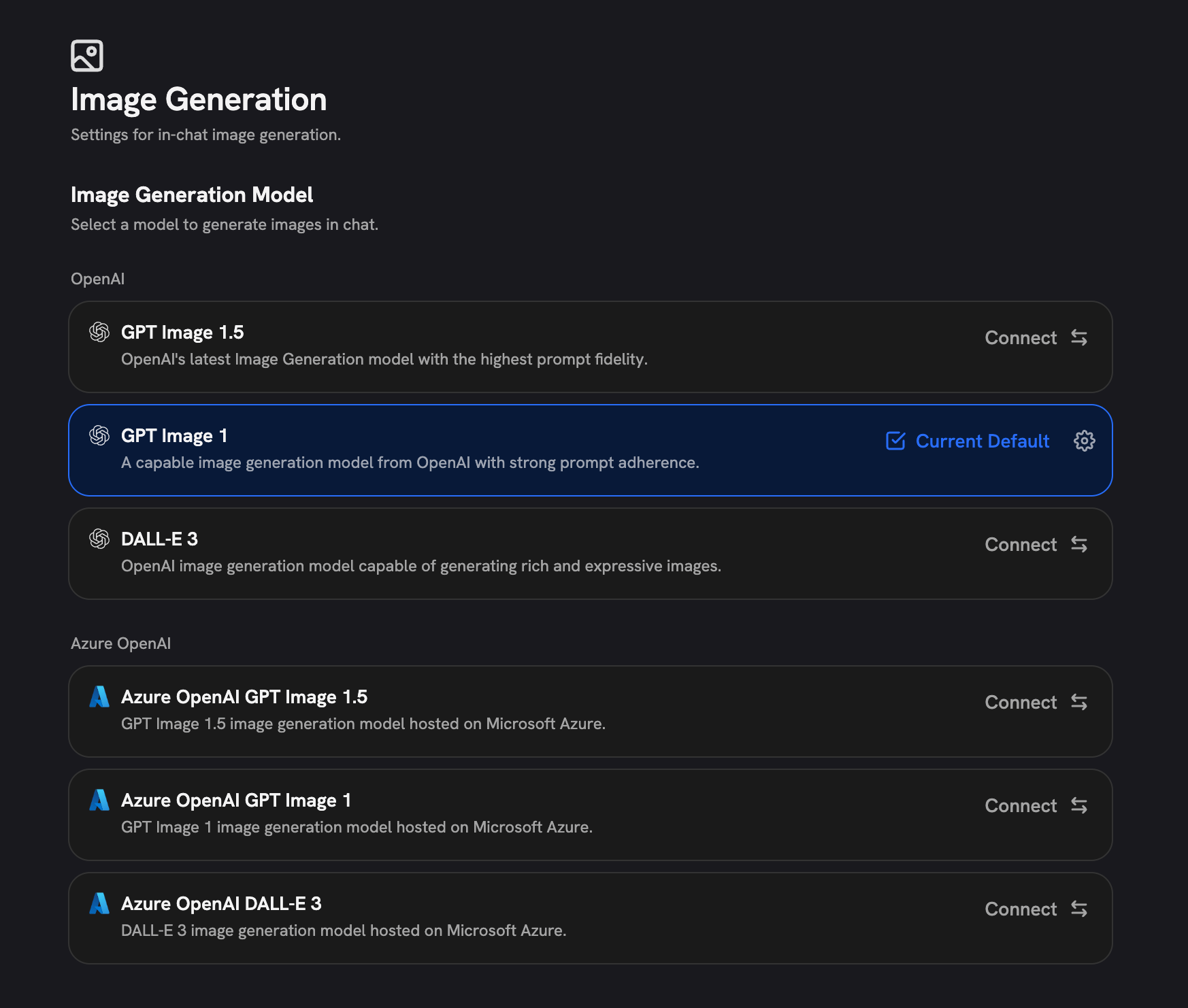 Image Generation Configuration Page