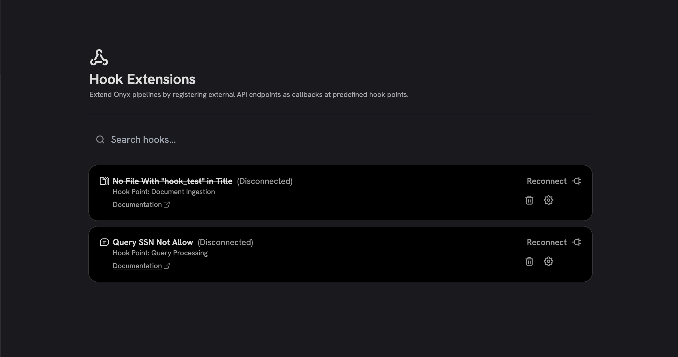Hook Extensions Page