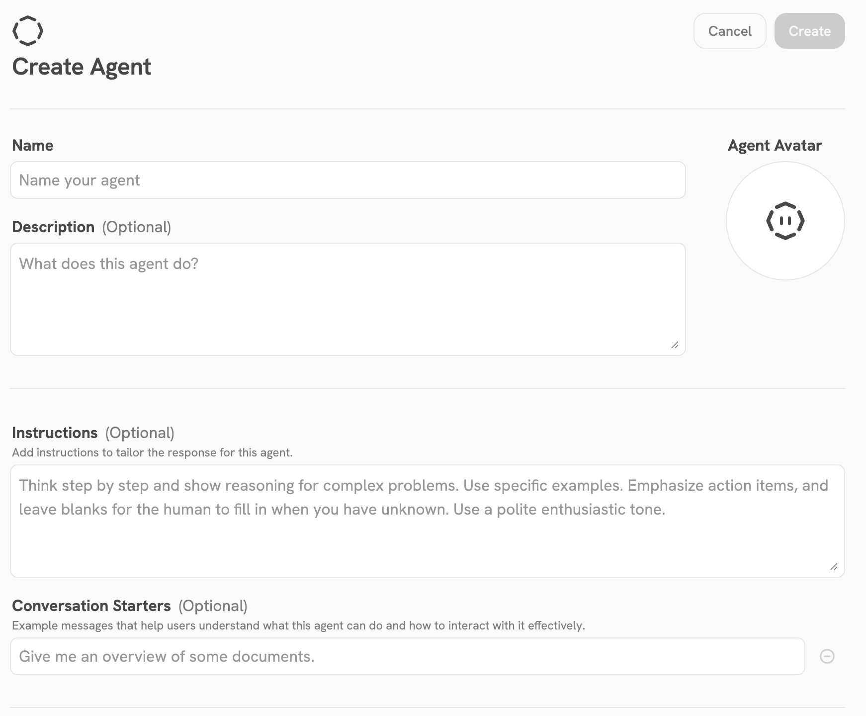 Onyx Agent Configuration page