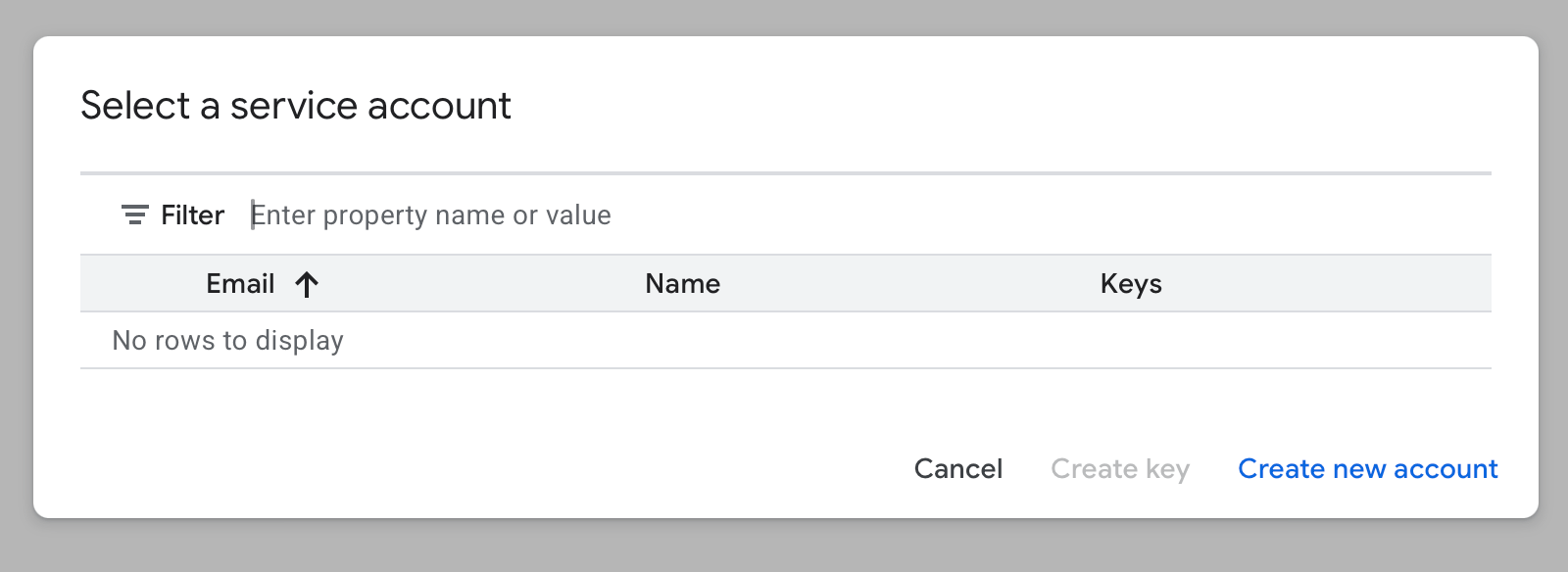 New service account