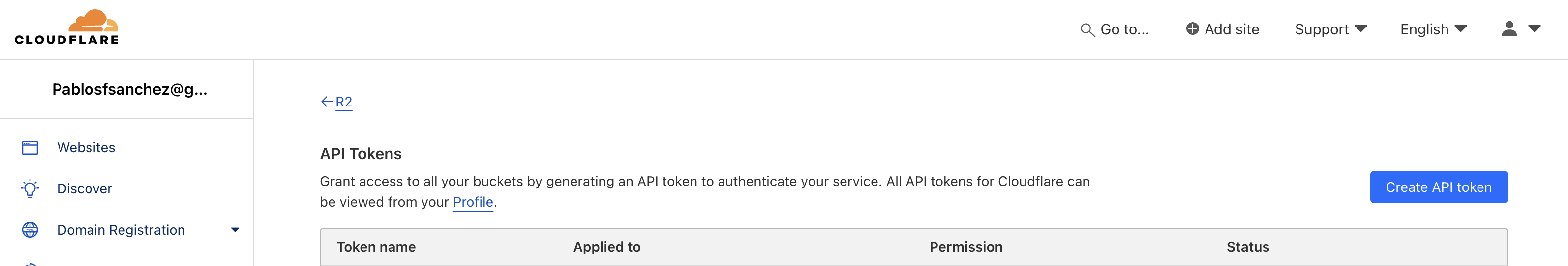 Create API token