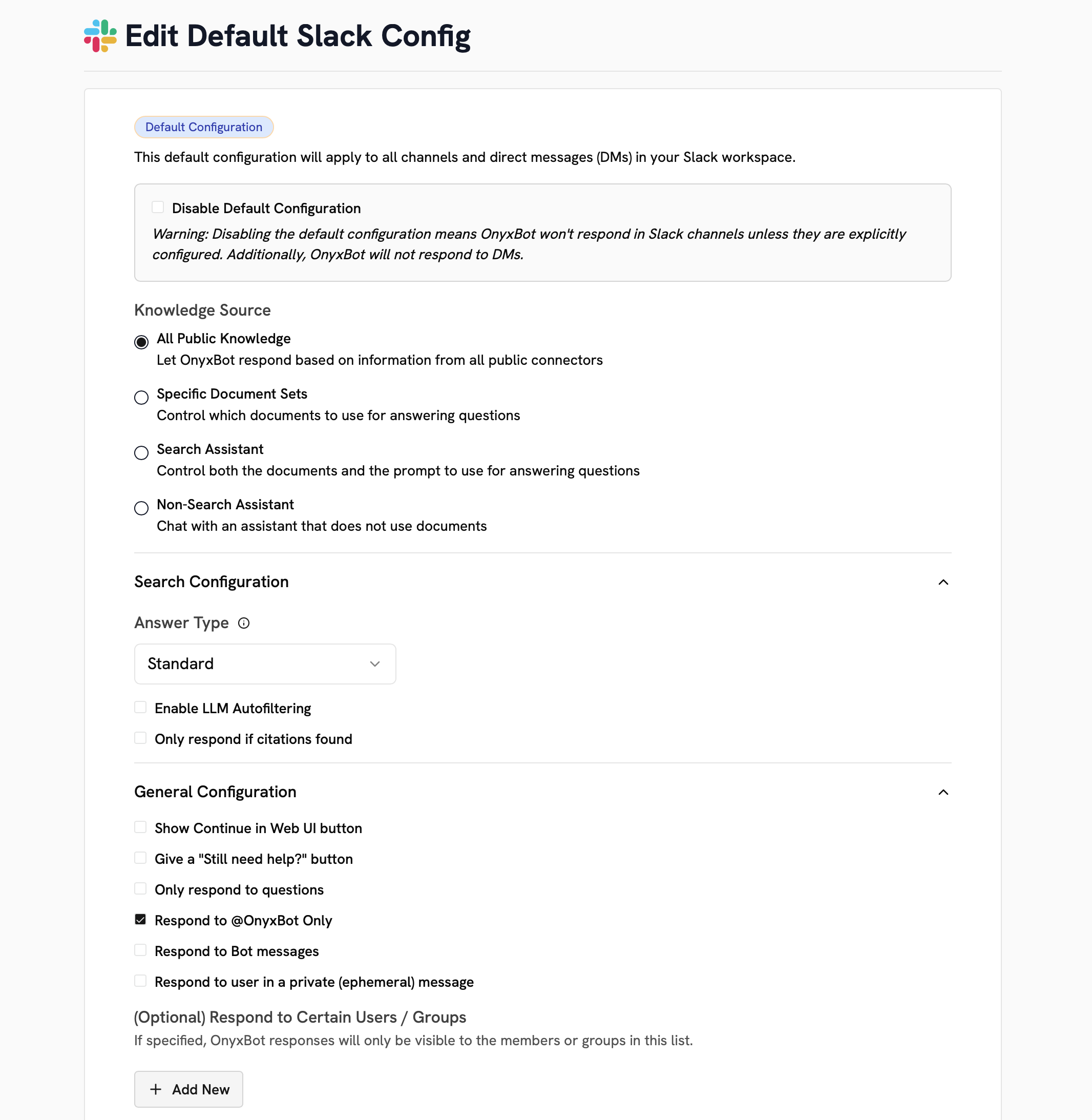Onyx Slack Bot Configuration