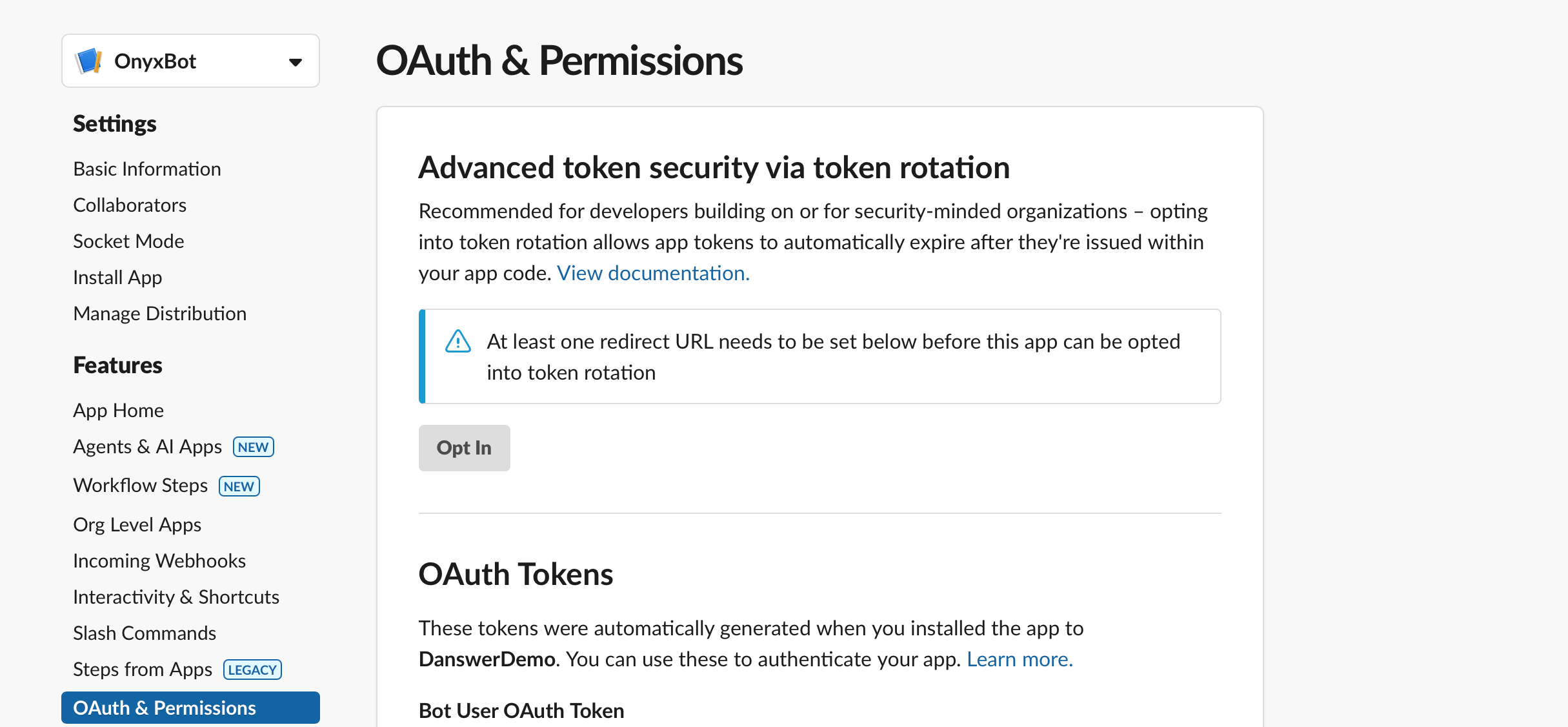 Onyx Slack Bot Bot Token