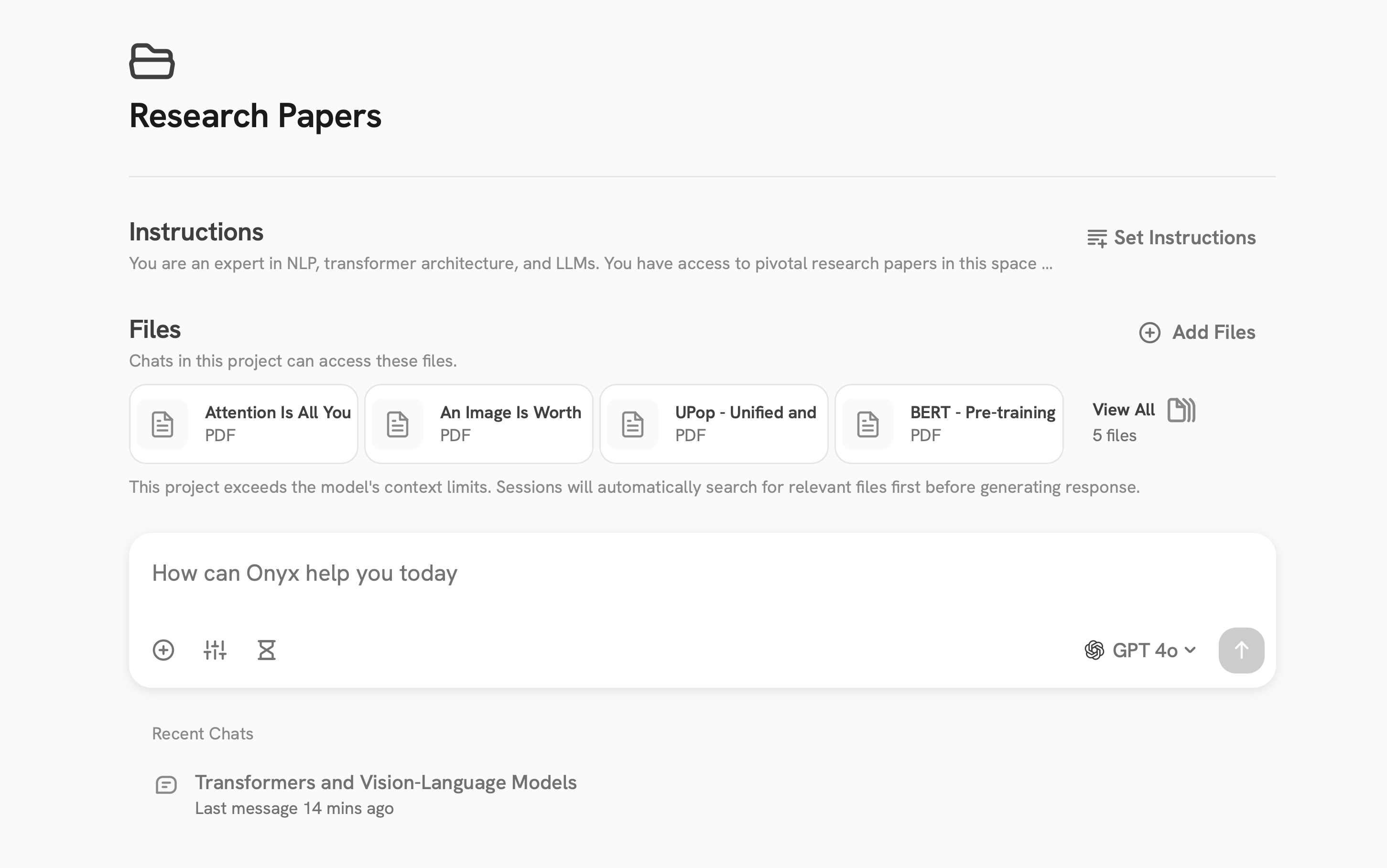 Projects feature screenshot