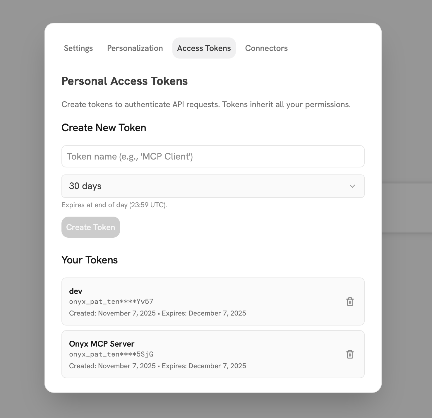 Personal Access Tokens