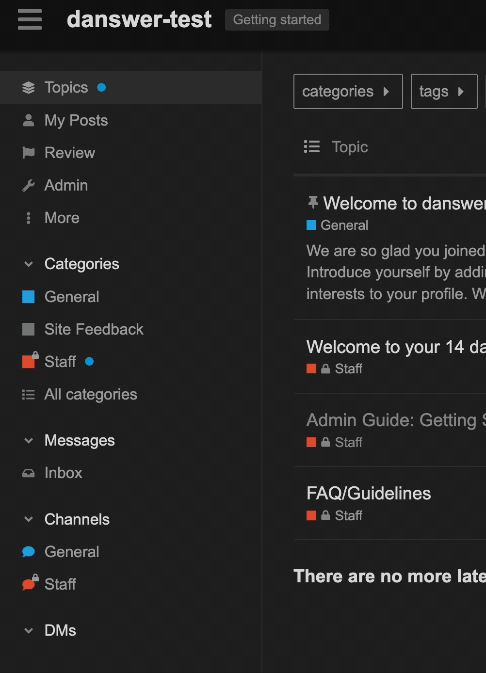 Discourse admin navigation to the API keys page