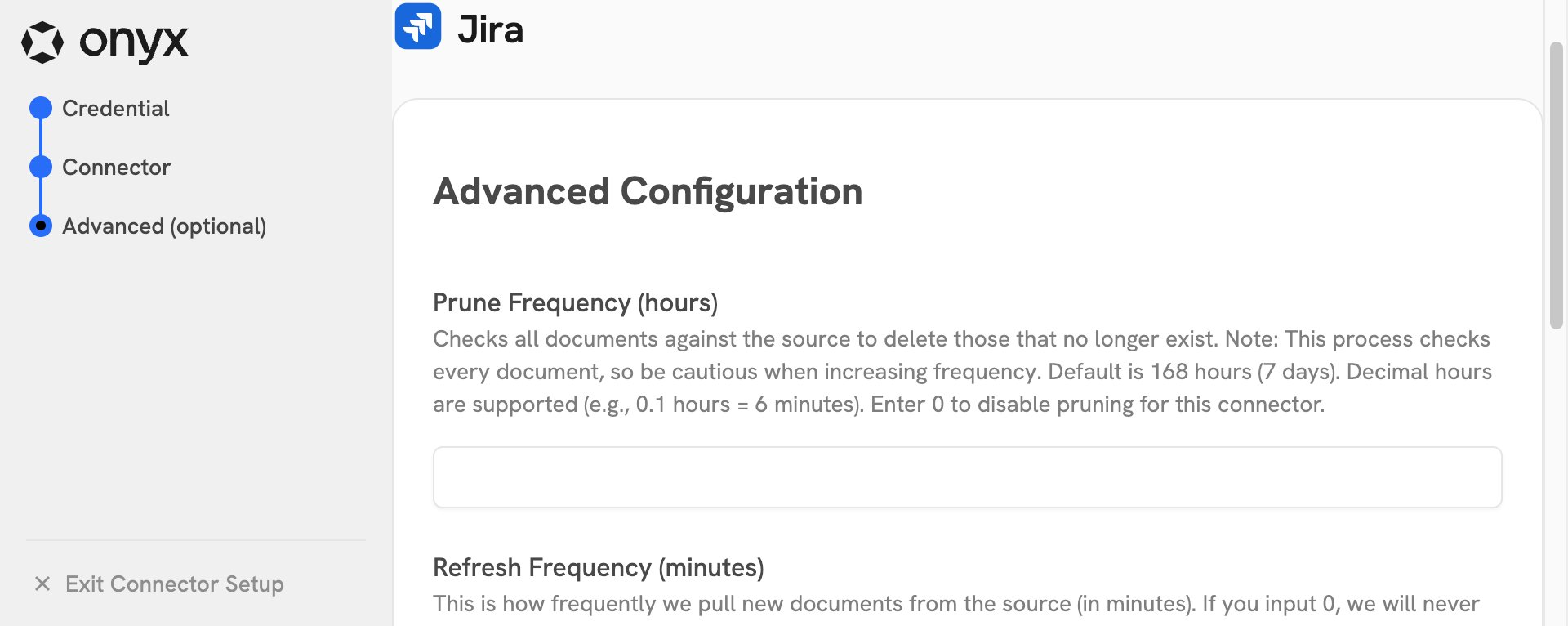 Jira connector advanced schedule and indexing start options