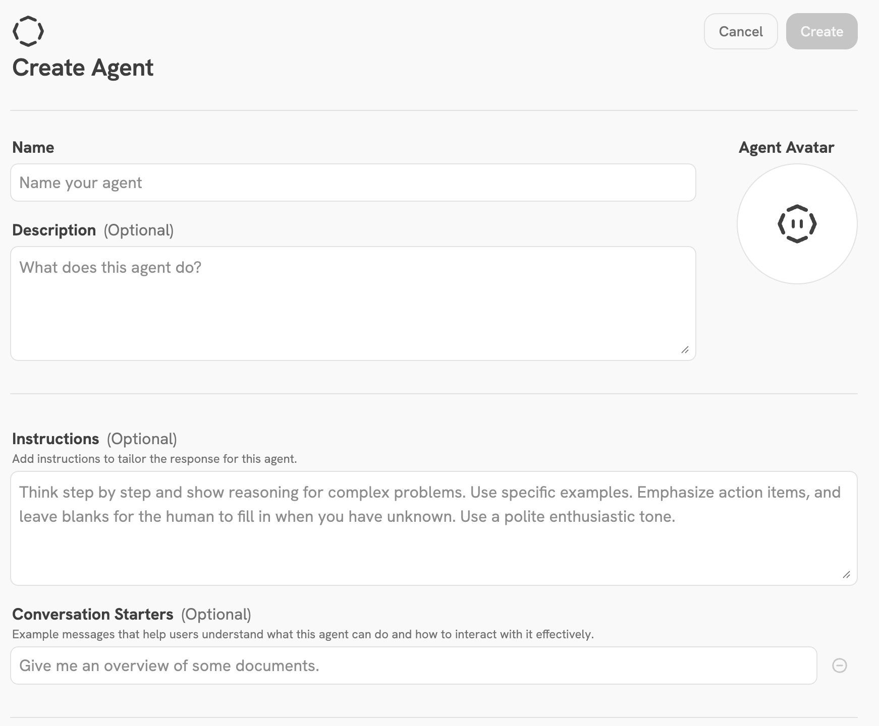 Onyx Agent Configuration page
