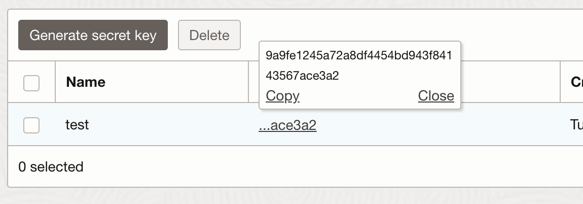 Hover key to view access key