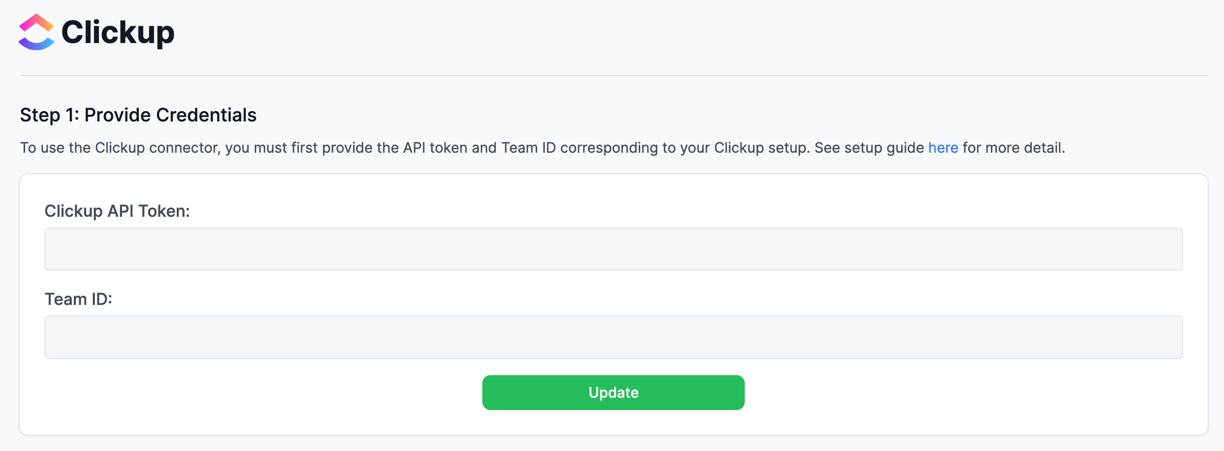 Clickup connector authentication