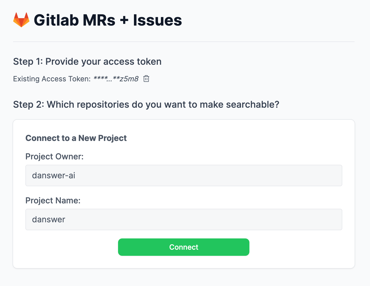 Onyx GitLab connector project configuration example