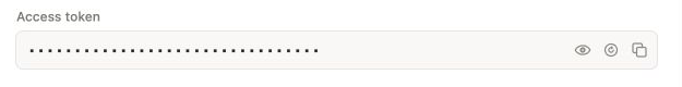 Notion Access token field with the token hidden and reveal, refresh, and copy controls