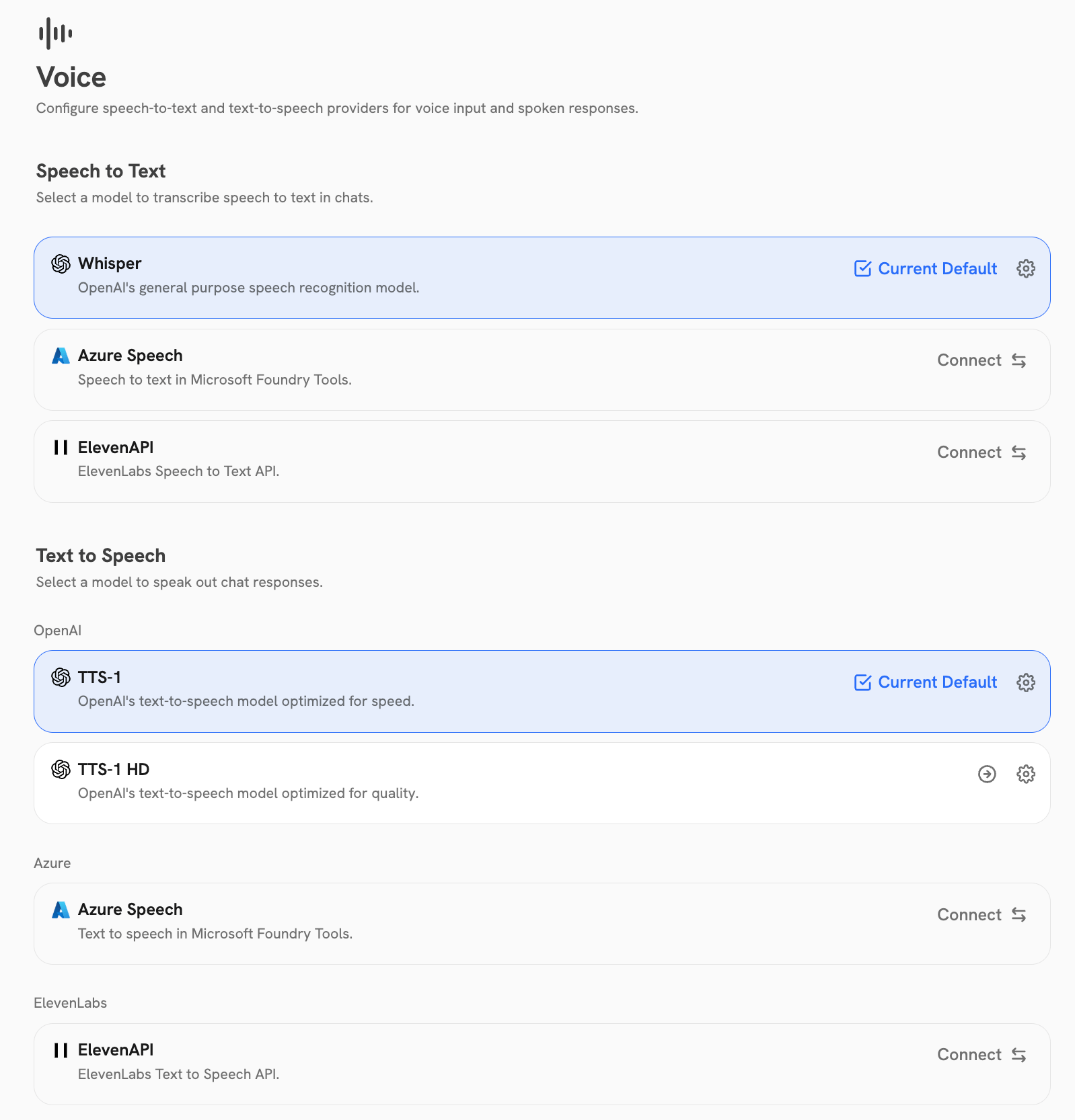 Voice Mode dashboard in Onyx Admin Panel